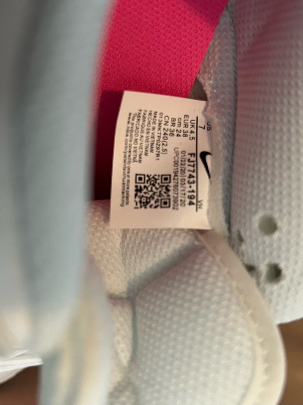 Nike White Sneakers with Teal, Lavender & Pink Accents - Picture 5 of 6